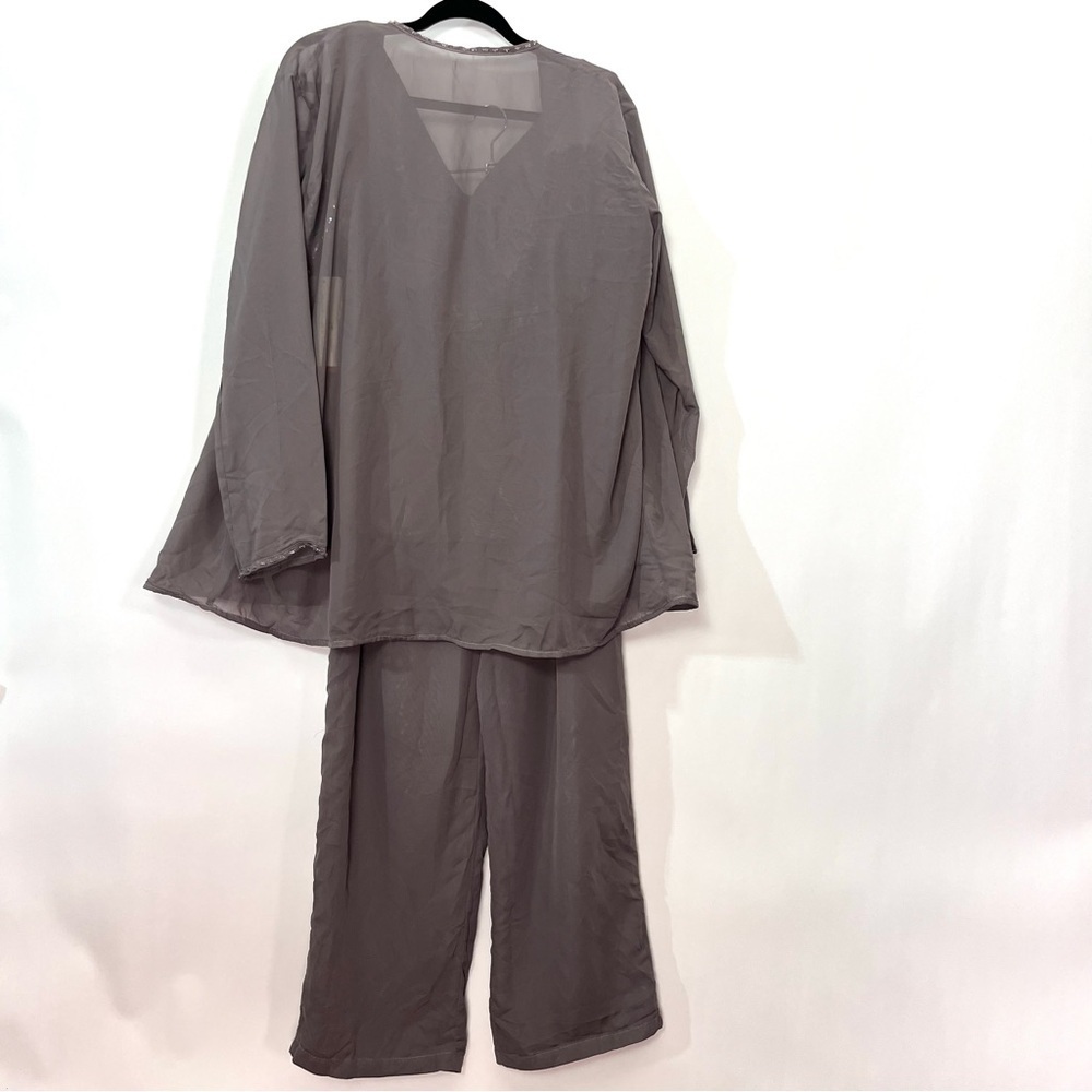 3 piece Mother of Bride Son set Pants, Sleeveless Sequin Top, Shrug Sz 14 NWT - Picture 4 of 9